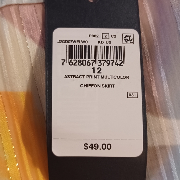NWT Guess Multicolor Size 12 Adjustable Chiffon Abstract Skirt - Picture 3 of 8